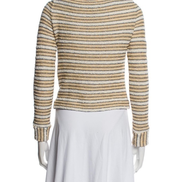 IRO Vana Stripe Knit Off Shoulder Shawl Collar Asymmetric Zip Up Jacket 36 Small - Picture 2 of 14